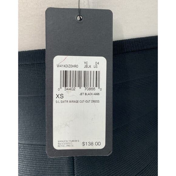 Guess Sweater Mirage Cut Out Bandage Black Dress W41K0IZ0HR0 NWT $138 XS - Picture 10 of 11